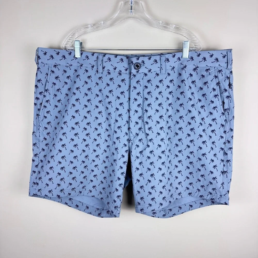 Bonobos Mens Shorts Size 44 Gray‎ Black Palm Tree Print Golf Casual